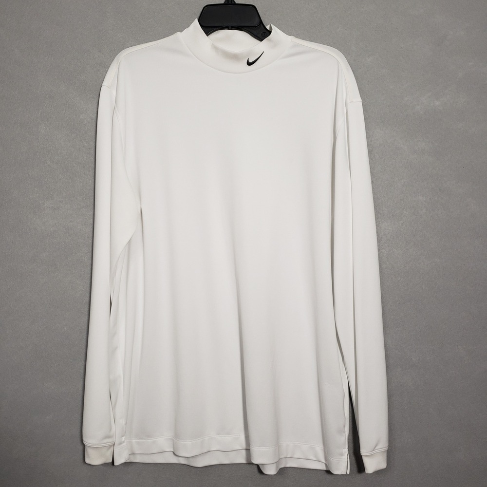 Nike Golf Mens L Mock Neck Shirt White Dri-FIT Tour Performance Gorpcore Sporty